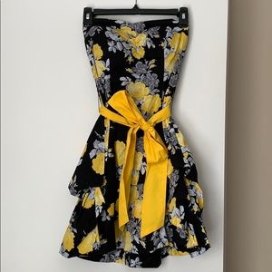Strapless Floral Party Dress